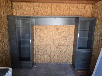 Grey Modern Wooden Entertainment Center