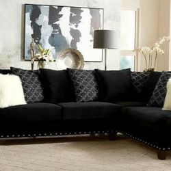 Sectional Tuxedo Black New Can Deliver