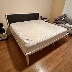 King Size Bed Frame and Lucid Memory Foam Mattress - Extremely clean! ($100 OBO)