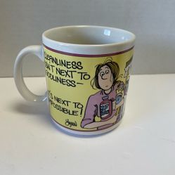 Vintage Lynn Johnston  For Better or For Worse Cartoon Cup Mug Cleanliness 1988 