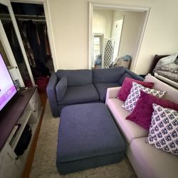 Blue Sofa & Ottoman