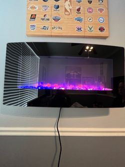 Wall-Mounted Electric Fireplace with LED Flames