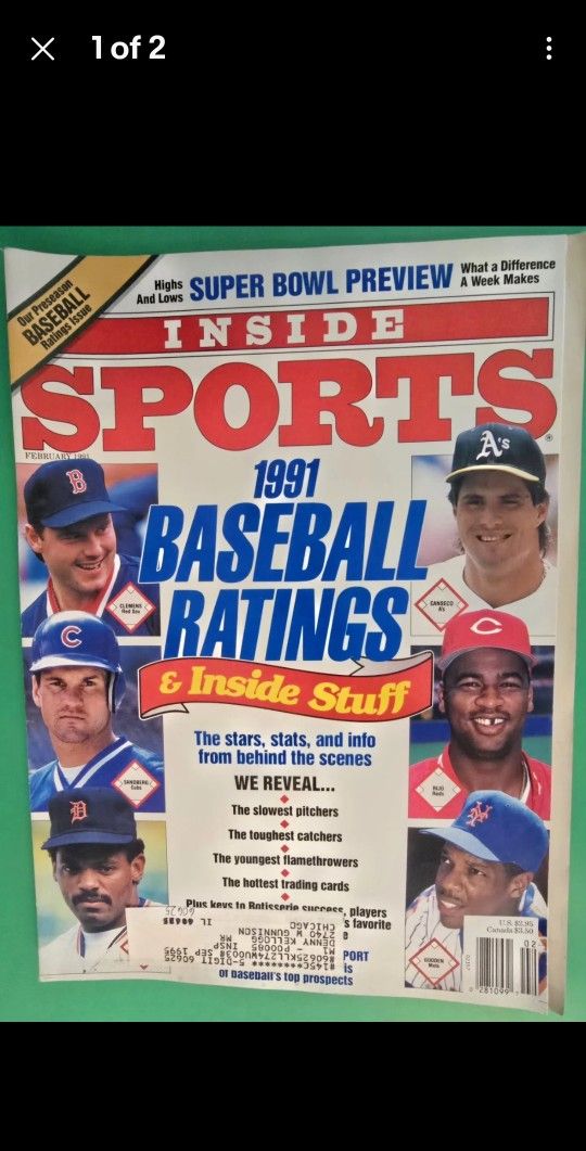 FEBRUARY 1991 INSIDE SPORTS BASEBALL RATINGS & INSIDE STUFF MAGAZINE