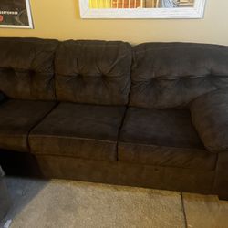 Brown couch, Love seat, & large double recliner