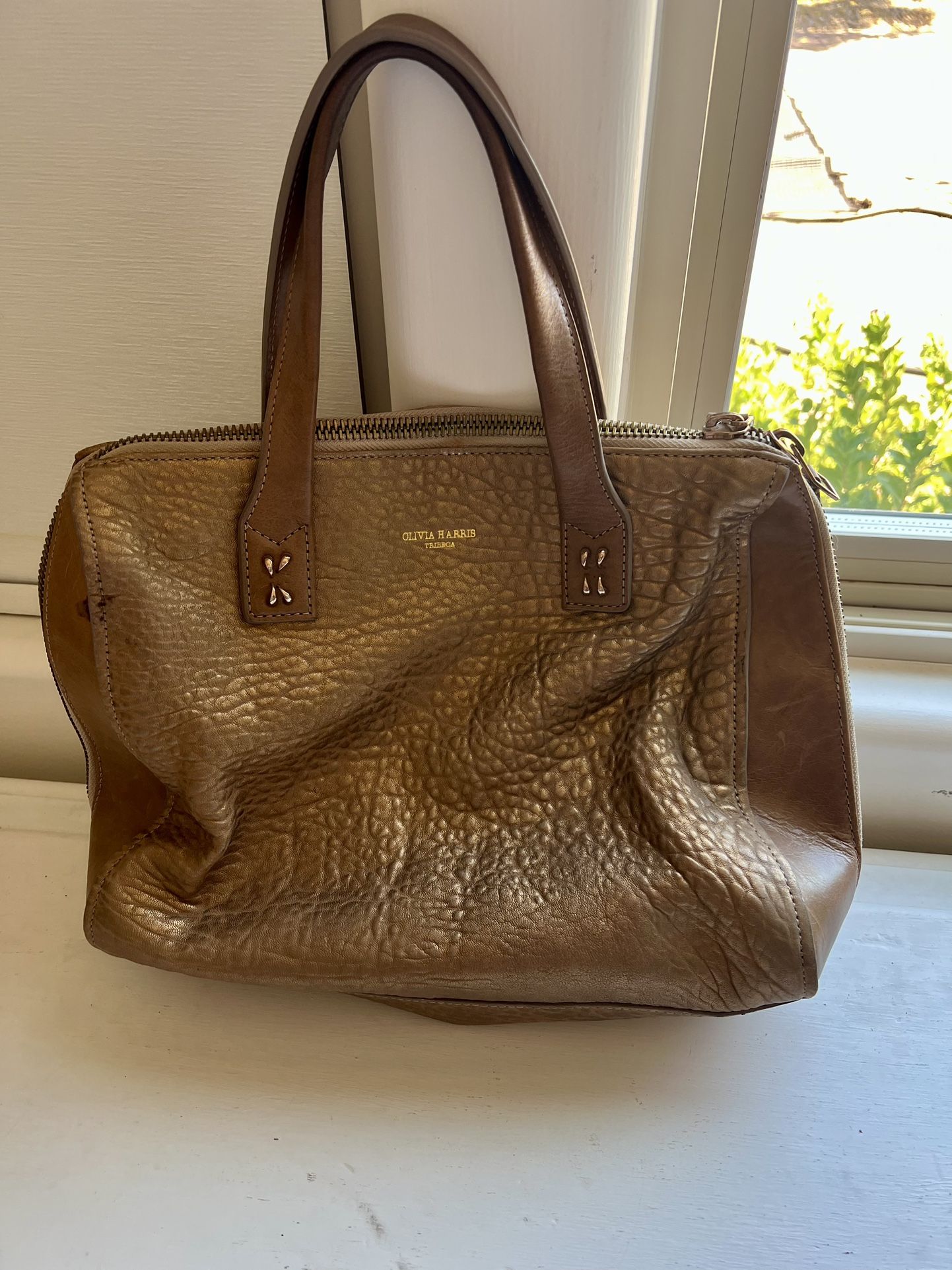 Gold Brown Leather Bag Olivia Harris