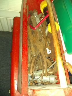 Misc box of vintage tools