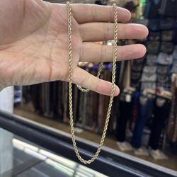 14k Solid Rope Chain 24”