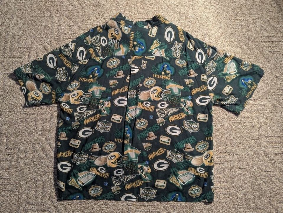 Green Bay Packers NFL Men’s Hawaiian Button Down Shirt! Size 2XL XXL! GUC!