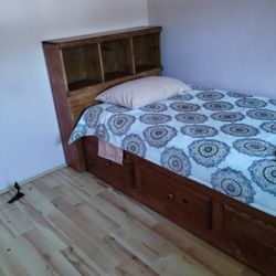 Twin Bed With Pedestal/Drawers & Headboard
