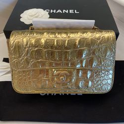 Chanel Gold Crocodile Mini Purse