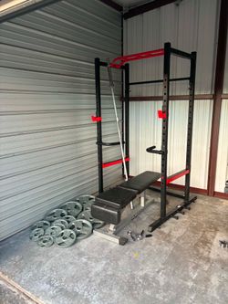 Gym Power Rack Weights Bench Barbell Weight Plates
