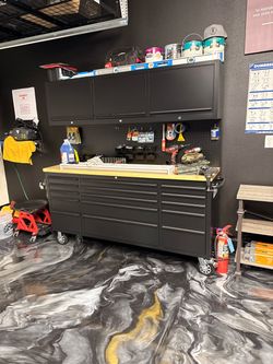 72 inch rolling tool chest with 15 drawers plus 3 upper cabinets