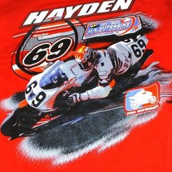 RIP; Nicky Hayden...A VINTAGE Red, Long Sleeve Nicky Tee.