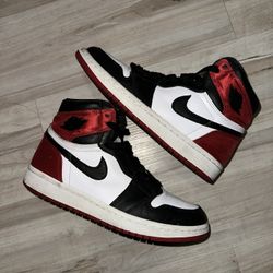 Jordan 1 High Satin Black Toe Size 8W / 6.5Y