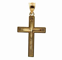 Men’s or Women’s 10k Yellow Gold 1.25” Inch Cross Pendant for Necklace GP3118083