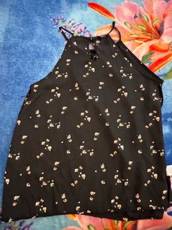 Black Floral Spaghetti Strap Tank Top