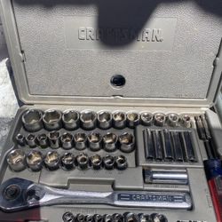 Vintage 1990's Craftsman 76pc Metric & SAE Socket Set 1/4" 3/8" 1/2" MADE IN USA