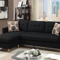 Brand New Black  Reversible Sectional Sofa 