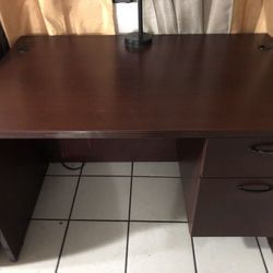 Wooden Desk With Built In drawers