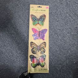 4PC Butterfly Crafters SQUARE stickers / autocollants