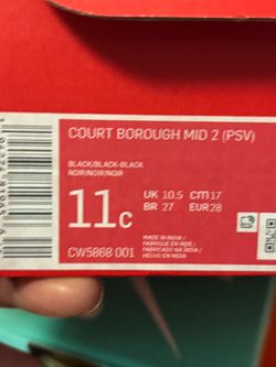 Nike Court Borough Mid 2 Triple Black Kids’ Size 11C