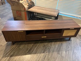 Mid century Modern Tv stand in a walnut finish