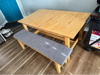 IKEA RÖNNINGE Solid Birch Extendable Dining Table + 2 Matching Benches