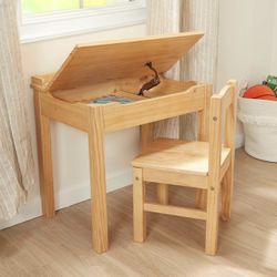 New Melissa & Doug Wooden Lift-Top Desk & Chair