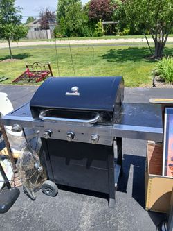 Charboy 3 burner gas grill and one side skewer Grill
