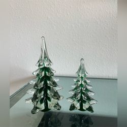 1997 Royal Gallery Crystal set of two Christmas trees