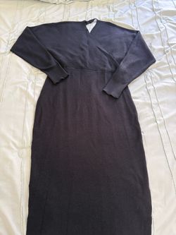 Black Long Sleeve Knit Midi Dress