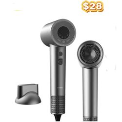 😀 Goolioo Hair Dryer , High Speed Professional Ionic Blow Dryer with Magnetic Nozzle, Gray