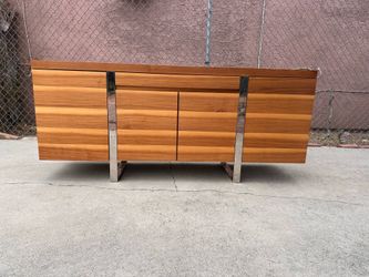 Sierra-2 Walnut Sideboard Credenza Entertainment Center Tv Stand Cabinet Media Console Buffet