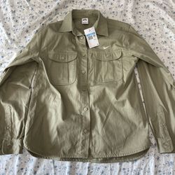 Tan Nike Button Up Long Sleeve 