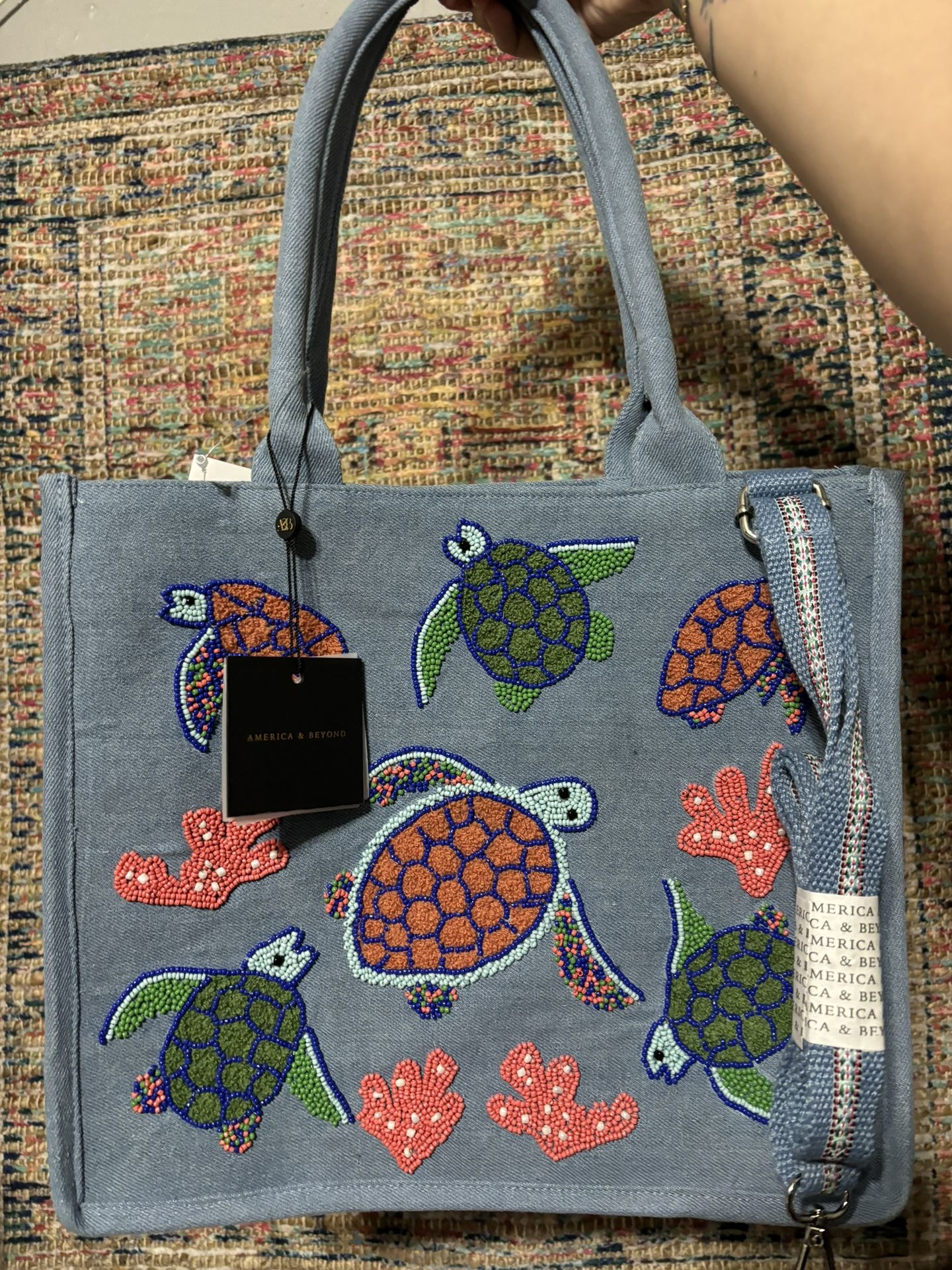 America & Beyond Viral Turtle Beaded Bag