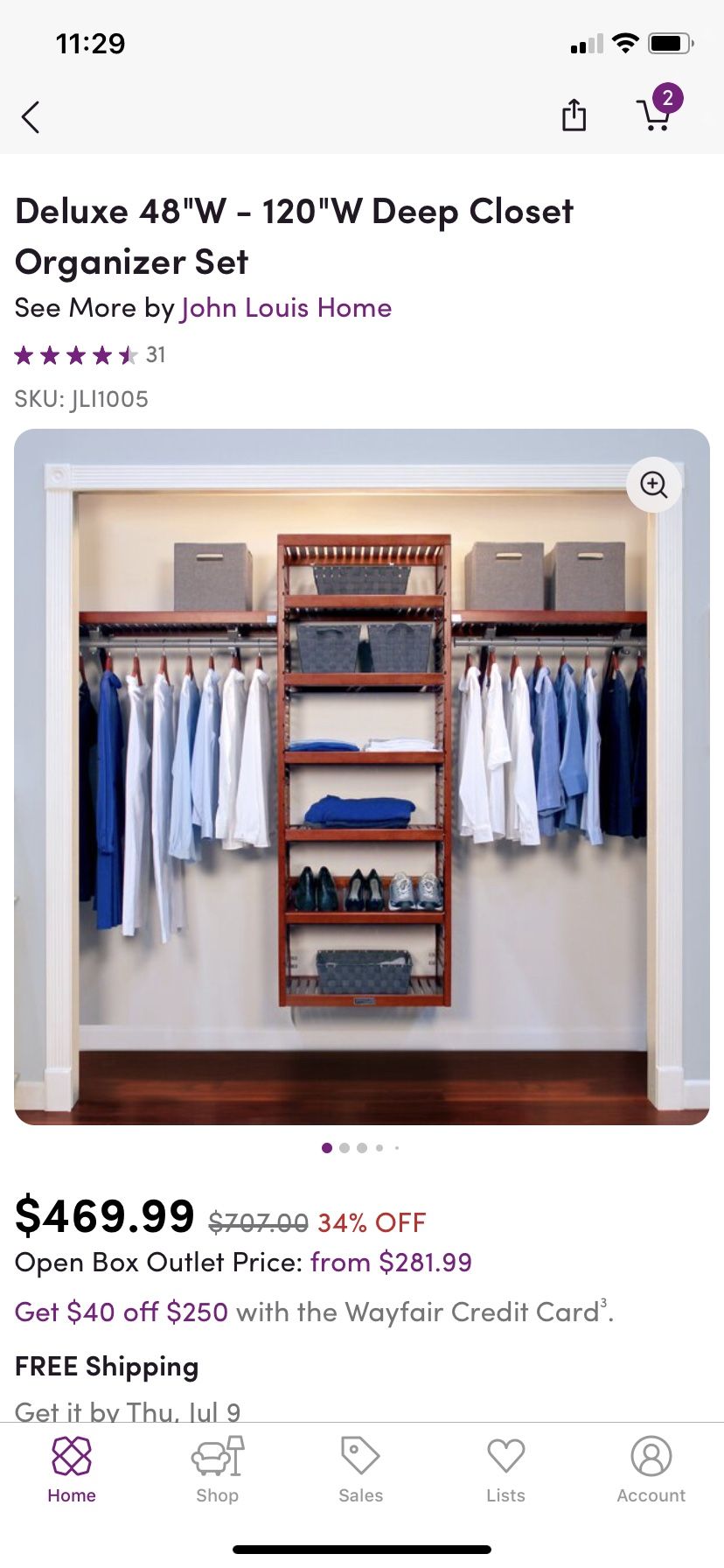 Closet organizing system- redwood color