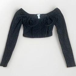 West Of Melrose Black lace corset long sleeve corset top Size Small