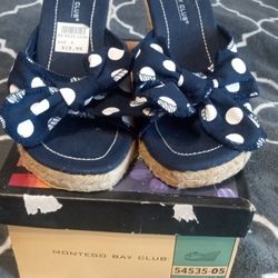 Navy Blue Polka Dot Wedges 