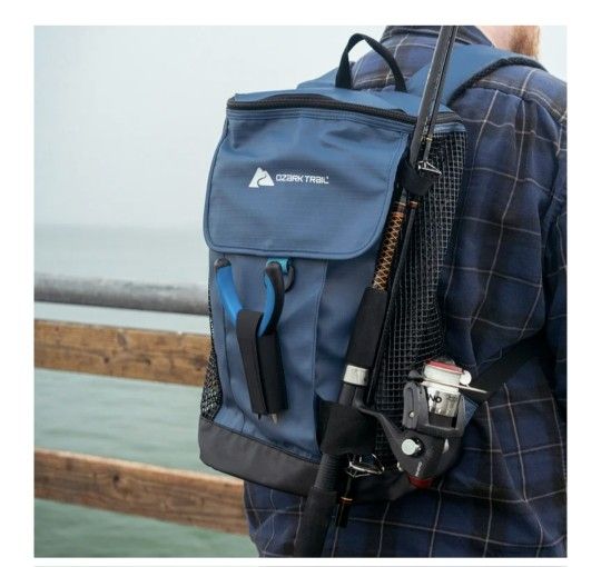 Saltwater Fishing Tackle Backpack, Washed Indigo