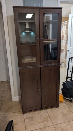 🌟 Classic Dark Brown Display Cabinet / Storage Hutch 🌟