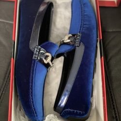 Amali Bling-052 Men’s Shoes Royal Blue Velvet Loafers