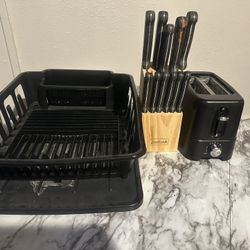 Knife Block Set, Toaster  And Dish Rack