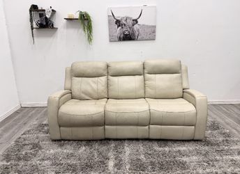 Cream Leather Recliner - Free Delivery 