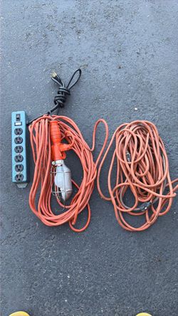2 Extension cords and industrial power strip 50ft