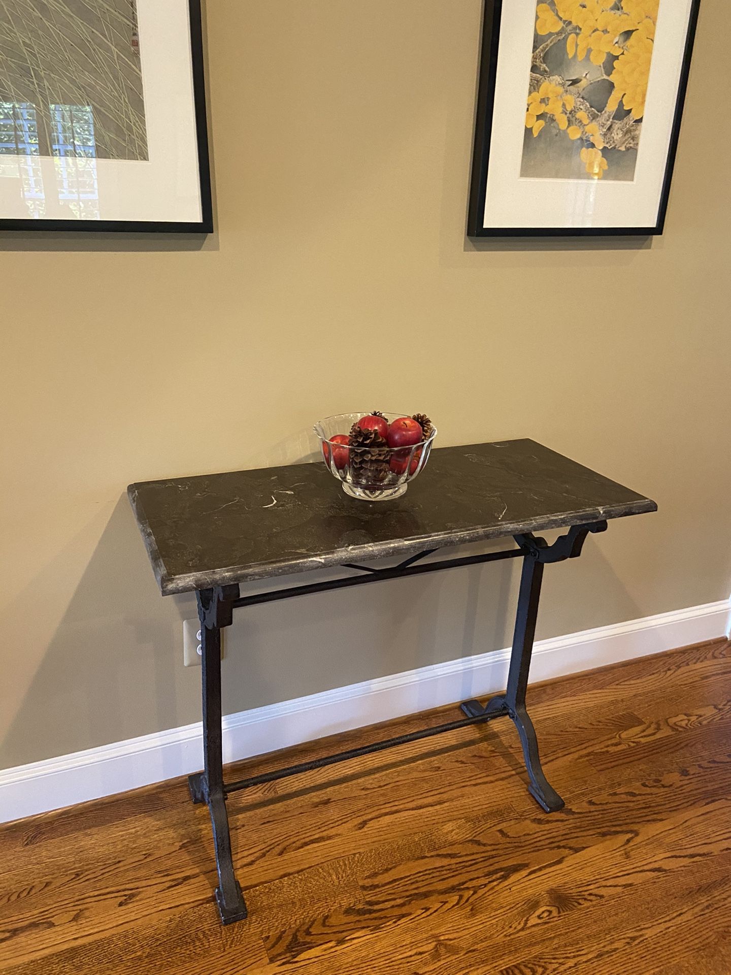 French Circa 1910 Bistro Table with Cast Iron Legs and Bluestone Top