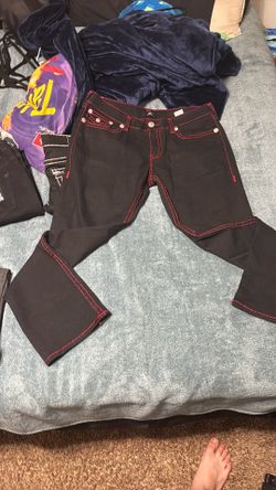 Black And Red True Religion Pants