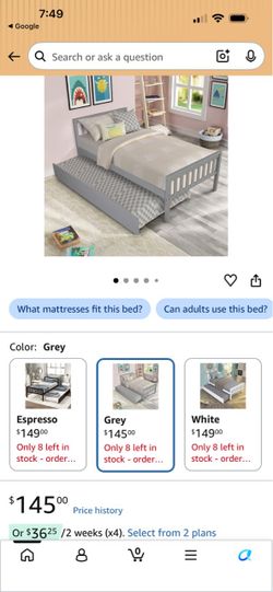 Grey Twin Bed Frame With Trundle Unit