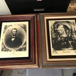 Civil War - Presidential Cultured Marble Engravings - Abraham Lincoln - Union Commanders - Super Nice