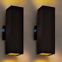 Up and Down Lights Outdoor Wall Light Dusk to Dawn, Exterior Light Fixture Wall Mount 2 Pack, Matte Black Front Porch Light, IP65 Outdoor Wall Sconce 