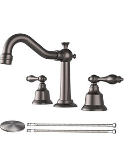 Bathroom Faucet with Dual Handles Suitable for 3-Hole ；Sink 8 inches (Approximately 20.3 cm), with H